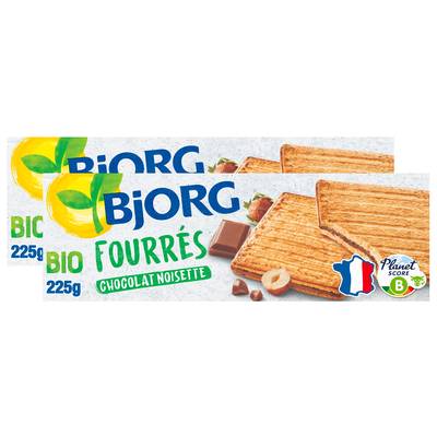 Bjorg Fourrés chocolat au lait, noisettes Bio, Lot de 2x225g