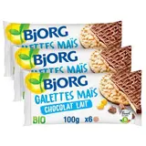 Bjorg Galettes de maïs chocolat au lait bio, Lot de 3x100g