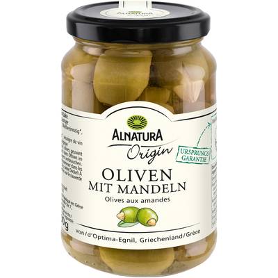 Alnatura Olives vertes aux amandes bio, 350g