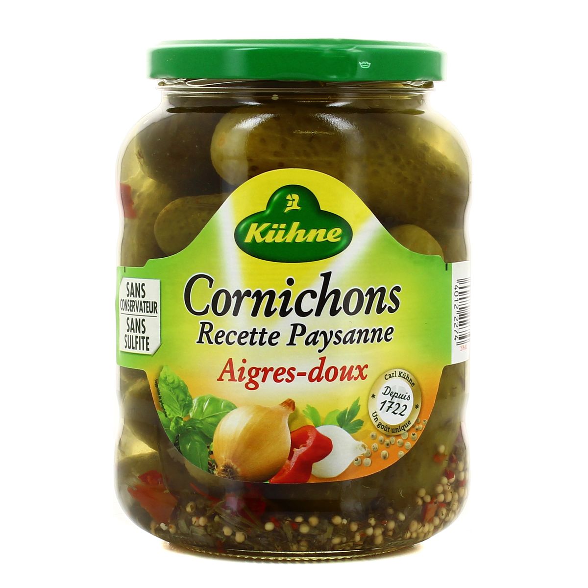 Kühne Cornichons aigres-doux recette paysane, 360g