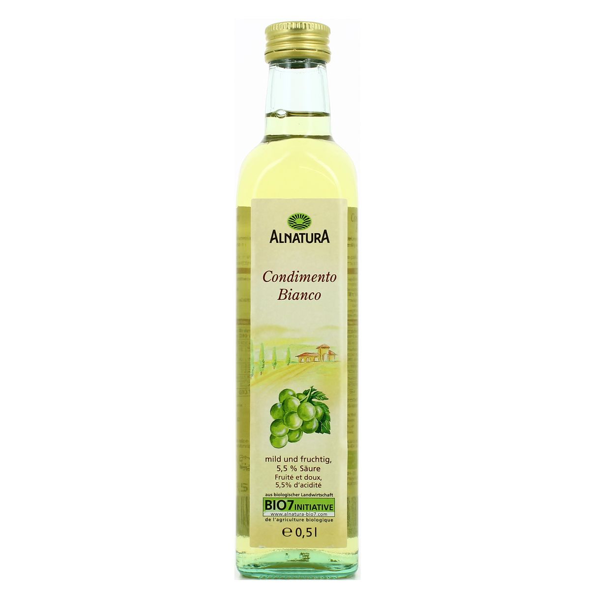 Alnatura Condiment blanc bio - Vinaigre et moût de raisin, 50cl