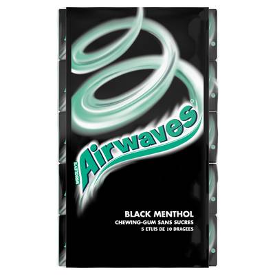 Airwaves Chewing gum Black Menthol, 5x10 dragées