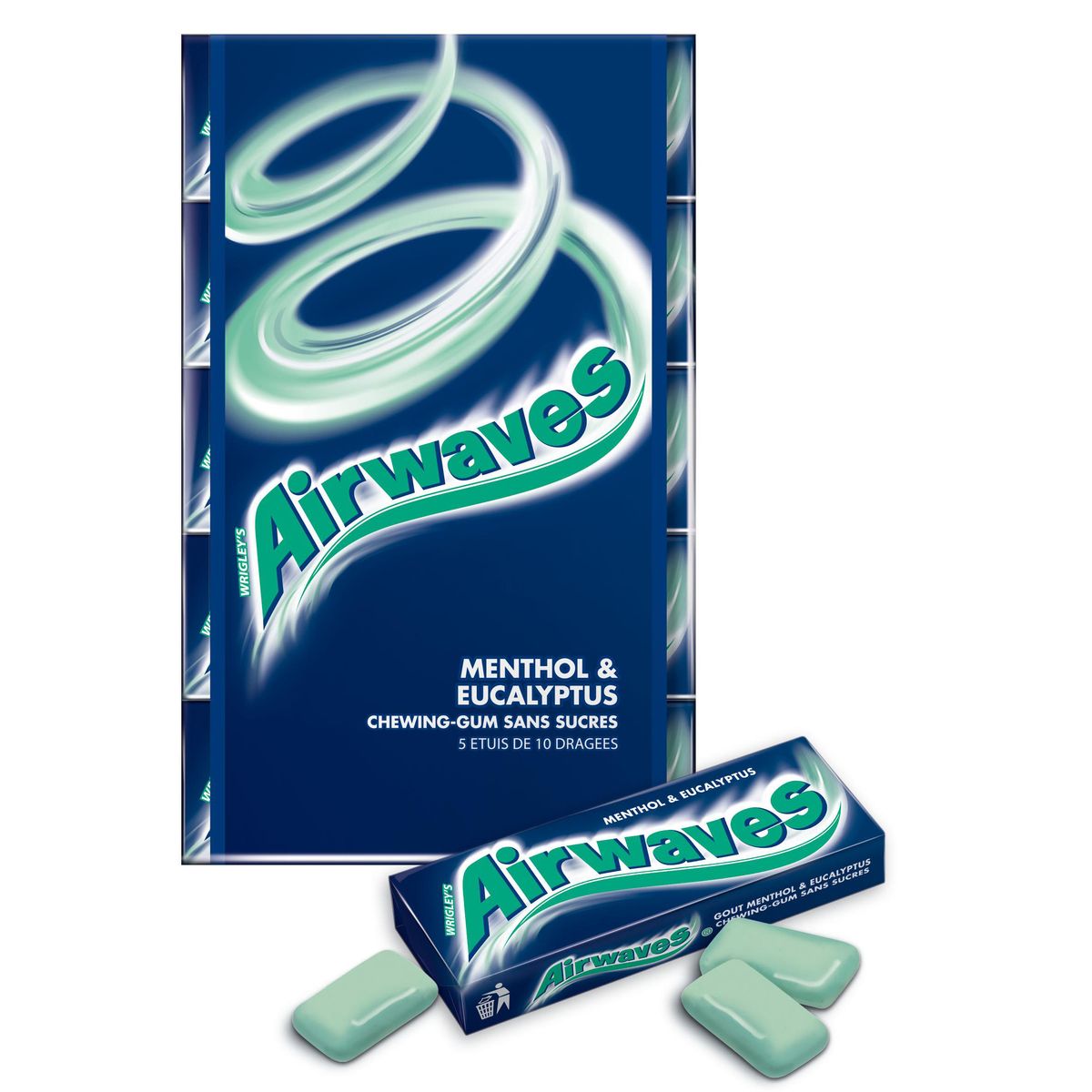Airwaves Chewing gum Menthol & Eucalyptus, 5x10 dragées