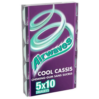 Airwaves Chewing gum saveur Cassis, 5x10 dragées