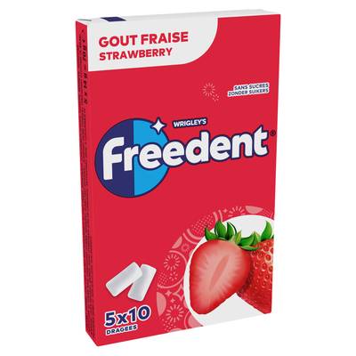 Freedent Chewing Gum Fraise, 5 x 10 dragées