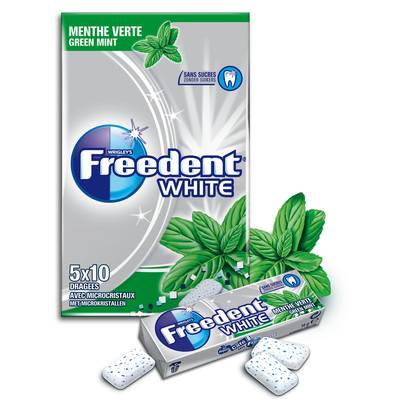 Freedent Chewing gum White Menthe Verte, 5 x 10  dragées