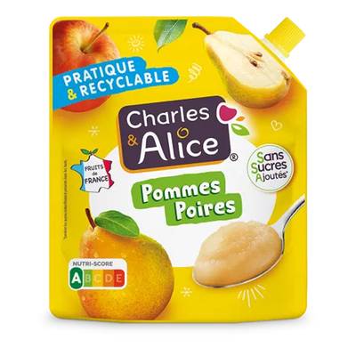 Charles et Alice Compote Pomme Poire Sans Sucres Ajoutés, 600g