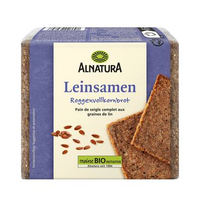 Alnatura Pain de seigle complet aux graines de lin bio, 500g