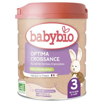 Babybio Lait de Croissance Optima Bio 3ème âge en Poudre, Dès 10 Mois, 800g