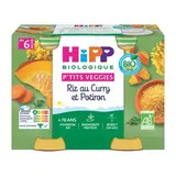 Hipp - P'tits Veggies Riz au Curry et Potiron Bio Pot Bébé Dès 6 Mois, 2x190g