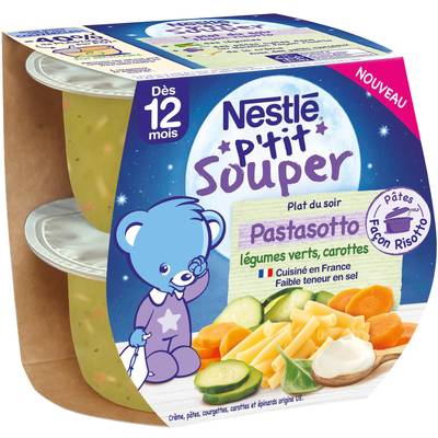 Naturnes® - P'tit Souper Pastasotto légumes verts carottes Bol Bébé Dès 12 mois, 2x200g