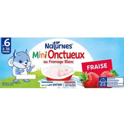 Naturnes® - P'tit Onctueux Mini Dessert Lacté Fraise Fromage Blanc Coupelle Bébé Dès 6 mois, 6x50g