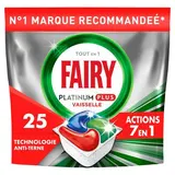 FAIRY Tablette Lave-Vaisselle Platinum Plus All In One Technologie Anti-Terne Regular 7en1, 25 tablettes