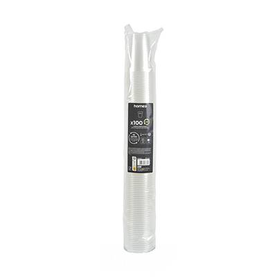 Homea Gobelets a eau en PP reutilisable 20cl Transparent, 100 pièces