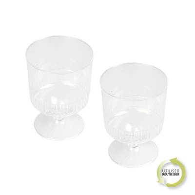 Homea Verres a pied en plastique reutilisable 15cl transparent, 10 pièces