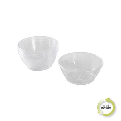 Homea Bols en plastique reutilisable 350ml transparent, 6 pièces