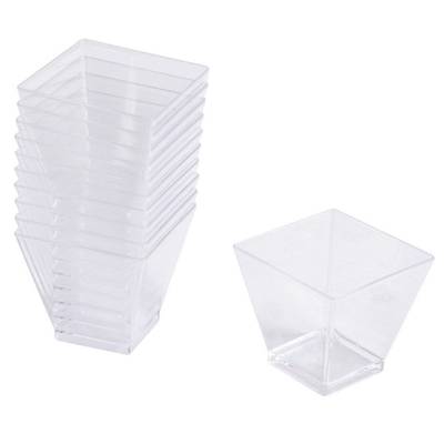 Homea Verrines en plastiques reutilisable carre 60ml, 25 pièces