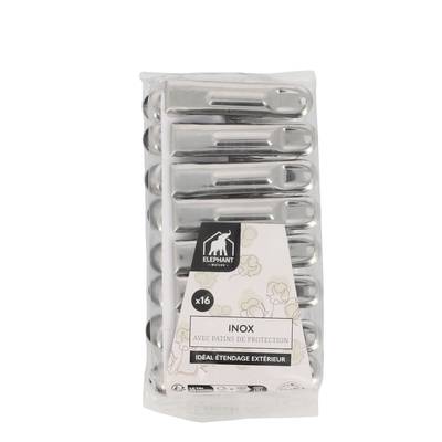 Elephant Pinces à linge inox, 16 pièces