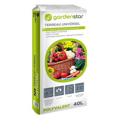 Gardenstar Terreau Universel utilisable en agriculture biologique, 40L