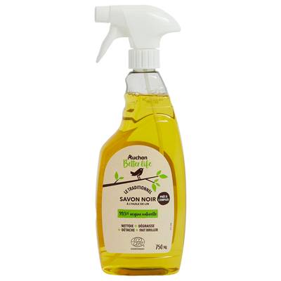 Auchan Better Life Nettoyant spray savon noir à l'huile de lin, 750ml