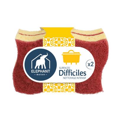 Elephant Eponge grattante SURFACES DIFFICILES, 2 éponges