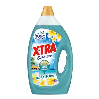X Tra Lessive Liquide Evasion Bora Bora Fleur de Monoï & Lait d'Aloé, 2,835L