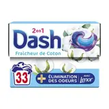 Dash Lessive Capsules 2en1 Fraîcheur de Coton, 33 capsules