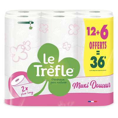 Le Trèfle Papier Toilette Maxi Douceur, 18 rouleaux