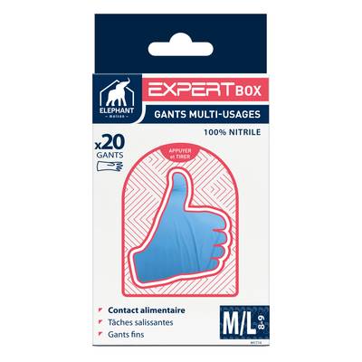 Elephant Gants Expert'Box - Taille M/L, 20 gants