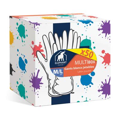 Elephant Gants Latex - Taille M/L, 50 gants