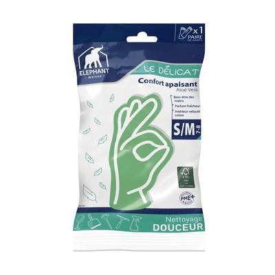 Elephant Gants Le Délicat - Quotidien douceur - Taille S/M, 1 paire