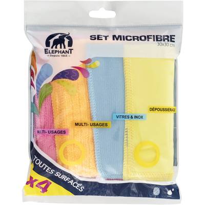Elephant Lavettes microfibre multi-usages, 4 lavettes