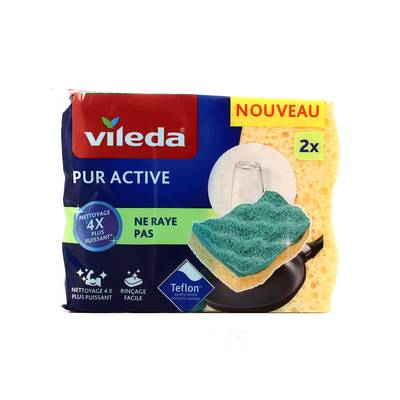 Vileda Eponges Pur Active, 2 éponges