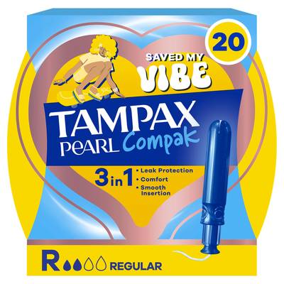 Tampax Compak Tampons avec Applicateur 3en1 Régular, 20 tampons
