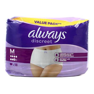 Always Discreet Culottes incontinence taille M, 198 culottes