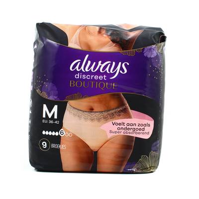Always Discreet Culottes incontinence taille M Beige, 9 culottes