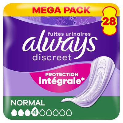 Always Discreet Serviettes pour Fuites Urinaires Protection Intégrale Normal Discreet, 28 serviettes