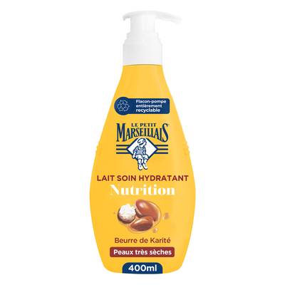 Le Petit Marseillais Lait Corps Nutrition Hydratante Beurre de Karité Amande Douce Huile d'Argan, 400ml