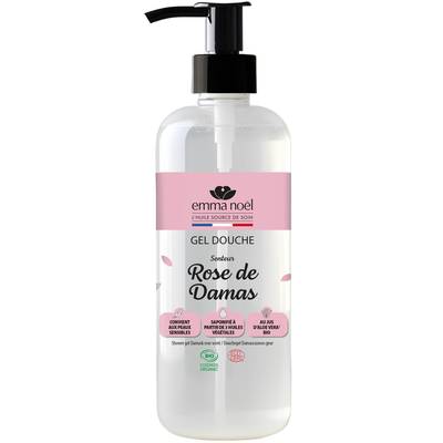 Emma Noel Gel douche bio senteur rose de Damas Cosmébio, 750ml