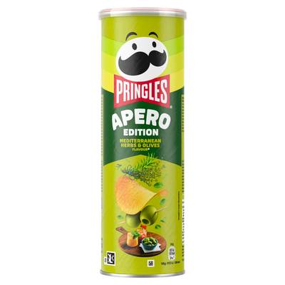 Pringles Chips Tuiles Apero Saveur Herbes Méditerranéennes et Olives, 165g