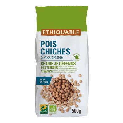 Ethiquable - Commerce Equitable Pois chiches de Gascogne Bio, 500g