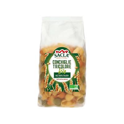 Sacla Pâtes Conchiglie Tricolore Premium Bio, 500g