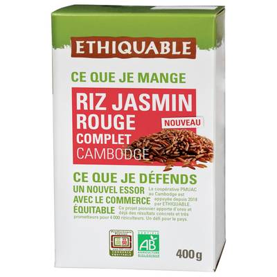 Ethiquable - Commerce Equitable Riz jasmin rouge complet Bio, 400g