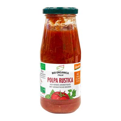 Bio Organica Italia Pulpe de tomates aux herbes aromatiques bio et Demeter, 410g