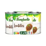 Bonduelle Lentilles cuites vapeur dans très peu de jus en conserve, 2x130g
