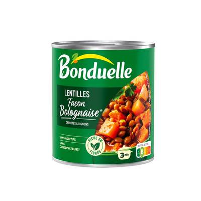 Bonduelle Lentilles façon bolognaise avec carottes et oignons, 800g