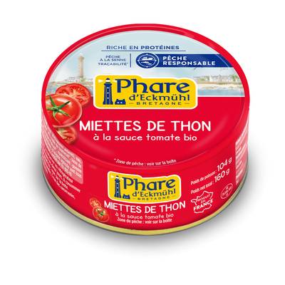 Phare d'Eckmuhl Miette de Thon Listao à la sauce tomate bio, 104g