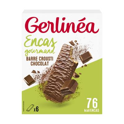 Gerlinéa 6 barres en-cas gourmand - Barres Crousti Chocolat, 102g