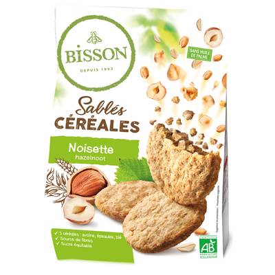Bisson Biscuits sablés à la noisette et céréales bio, 200G