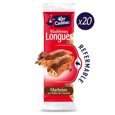 Ker Cadélac Madeleines longues Marbrées Pépites de chocolat, 220g